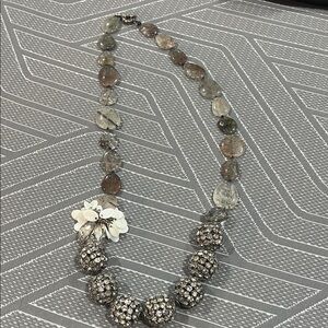 Elegant Silver and Gray Beaded Necklace